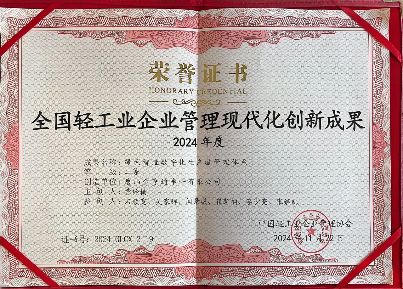 全国軽工業企業経営管理現代化革新成果